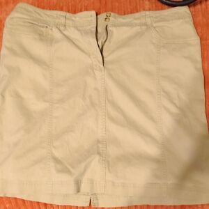 Beige Skirt with Button Detail